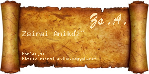Zsirai Anikó névjegykártya